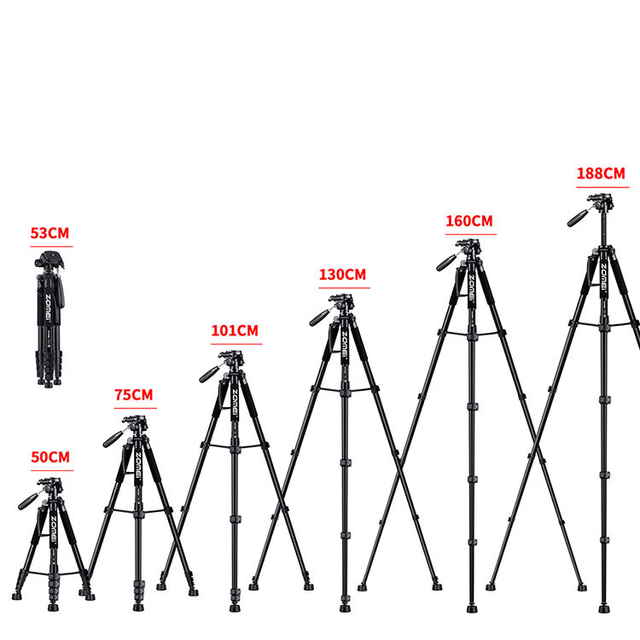 Zomei Q188 188cm Professional Tripod Portable Adjustable Camera Travel Stand Tripod with 5 Leg Sections