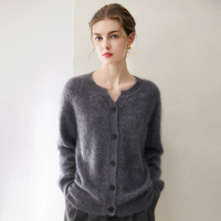 Cardigan en cachemire 100% tricoté pour femme, veste unie pour l'automne et l'hiver