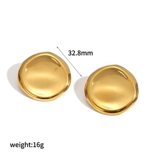 Pendientes Lisos con Diseño Martillado de Acero Inoxidable 316L, Redondos Irregulares, Joyería al por Mayor, No se Deslustran - Product Image 6