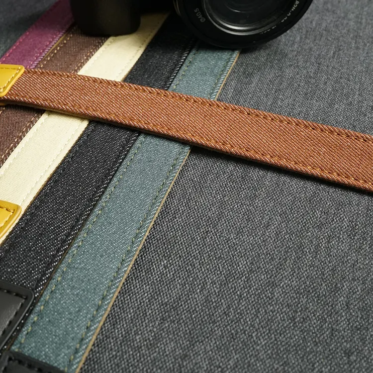 Hot selling camera strap  retro style with leather back   multiple colors