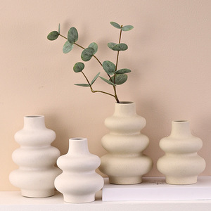 Nordic Style Creative Gourd Shape Matte Finish Ceramic <b>Vase</b> for Bed and Breakfast Home Decor Display - Product Image 1