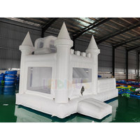 Maison de rebond blanche moonwalk pour enfants en gros avec piscine à balles et toboggan château gonflable de mariage blanc
