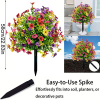 Boules Topiaires Artificielles UV pour l'Extérieur, Violette, Plante avec Spike, Piquet de Jardin, Faux Arbre à Fleurs pour Ferme