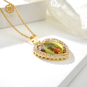 Elfic 14K emas kuningan logam hijau agama St. Judas liontin Chapado En Oro Joya San Judas tindy - Product Image 4