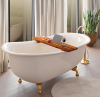 Grand plateau de bain en bois d'acacia avec porte-téléphone, porte-tablette et porte-boissons, avec supports pour accessoires, compatible avec la plupart des baignoires
