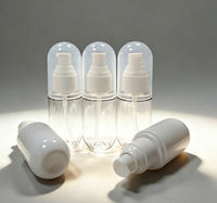 Flacon pulvérisateur capsule de 60 ml en stock, en PET, portable pour voyage, cosmétiques, lotion, crème solaire, parfum, rechargeable.