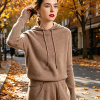 Pull-over en cachemire épais de luxe 100% OEM, sweat-shirt à capuche en cachemire pour femmes