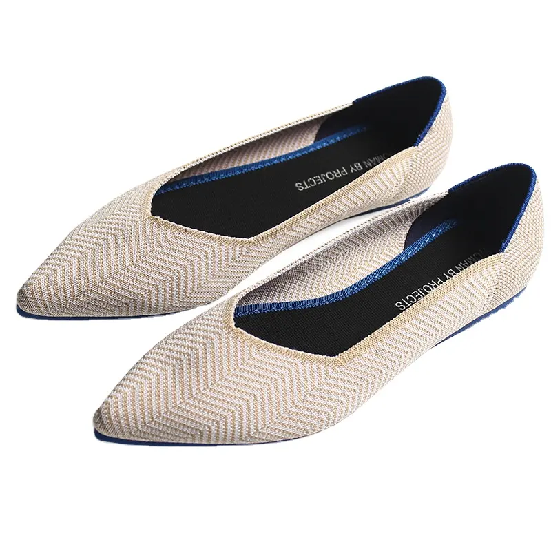 High Quality Women's Flat Shoes 2022 soft sole knitting pointed-toe shallow flat bottom ballet shoes women sandals