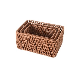 Woven Storage <b>Basket</b> Rectangle Handmade Cosmetic Organizer For Bathroom Desk Entryway Key Holder - Product Image 2
