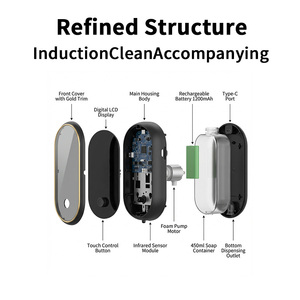 Distributeur de savon sans contact YEETE 450 ml avec écran numérique doré IPX5, 3 niveaux de mousse, infrarouge, USB-C pour la maison, la cuisine et la salle de bain - Product Image 2