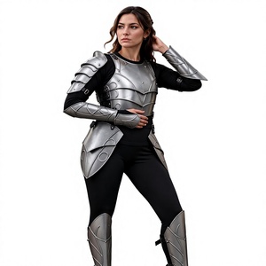 Conjunto de Armadura de Acero Inoxidable Plateado, Estilo Gótico, Protección Corporal Completa, Disfraz, Artesanía Metálica - Product Image 1