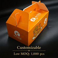 Boîte à emporter en carton écologique personnalisable avec logo, fond automatique, pour poulet frit, conteneur de restauration rapide avec poignée