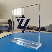 Plaque de nom en acrylique 3D personnalisée avec logo de marque imprimé, support d'affichage pour bureau, hôtel, réception, comptoir, plaque de nom de bureau en acrylique