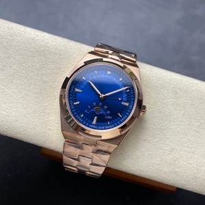 Montre pour homme à quartz analogique multifonction 41 mm, phase de lune rétrograde, calendrier, bracelet en acier inoxydable 316L amovible - Product Image 5