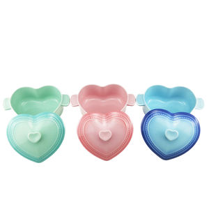 Mini <span class=keywords><strong>Cocotte</strong></span> Coeur Rose en Céramique Mignon avec Couvercle - Product Image 3