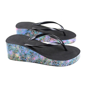 Design Soft <strong>Elastic</strong> <strong>Sandal</strong> Sole High Heel Sublimation Slipper, High Wedge <strong>Sandal</strong> Flip Flops Print with Platform, Eva Fashion PVC - Product Image 4