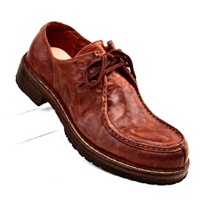 Chaussures en cuir lavé pour hommes, chaussures en cuir artisanales, chaussures décontractées pour hommes à semelles épaisses, chaussures rétro, chaussures pour hommes - Product Image 4