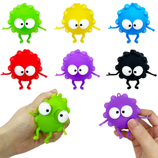 New Design Fidget Toys TPR 3D Decompression Ball 5 to 7 Years Kid Stress Relief Push Bubble Keychain Squeeze Toy