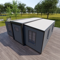 Maison conteneur extensible à double aile, personnalisée en usine, préfabriquée pour camping et hébergement temporaire