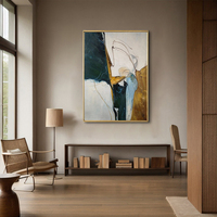 Peinture à l'huile abstraite nordique moderne de luxe sur toile, décoration murale pour la maison, texture dorée, faite à la main, taille et cadre personnalisables