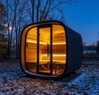 Sauna traditionnel en épicéa carbonisé pour extérieur, sauna en forme de cube incurvé, sauna sec pour jardin, expédition rapide depuis les États-Unis