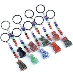 High Quality Nature Healing Stone Puppy Chakra Jewelry Pendant Bag Car Key Chain Hanging Ornaments As a Gift for Women Girls
