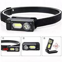 5 Modi Abnehmbare Stirnlampe Wiederaufladbare LED-Laufleuchte mit XPL COB Dual-Beam Magnetclip Arbeitsleuchte für Camping und Laufen