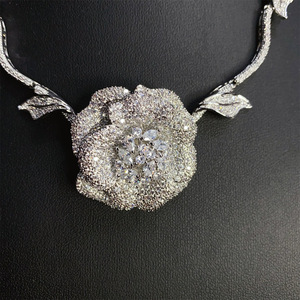 <span class=keywords><strong>Set</strong></span> Perhiasan Anting & Kalung Lapis Emas Rose <span class=keywords><strong>Gold</strong></span> Kuningan Mewah Ringan dengan Zirkon untuk Hadiah Pernikahan, Ulang Tahun, dan Pertunangan Wanita - Product Image 3
