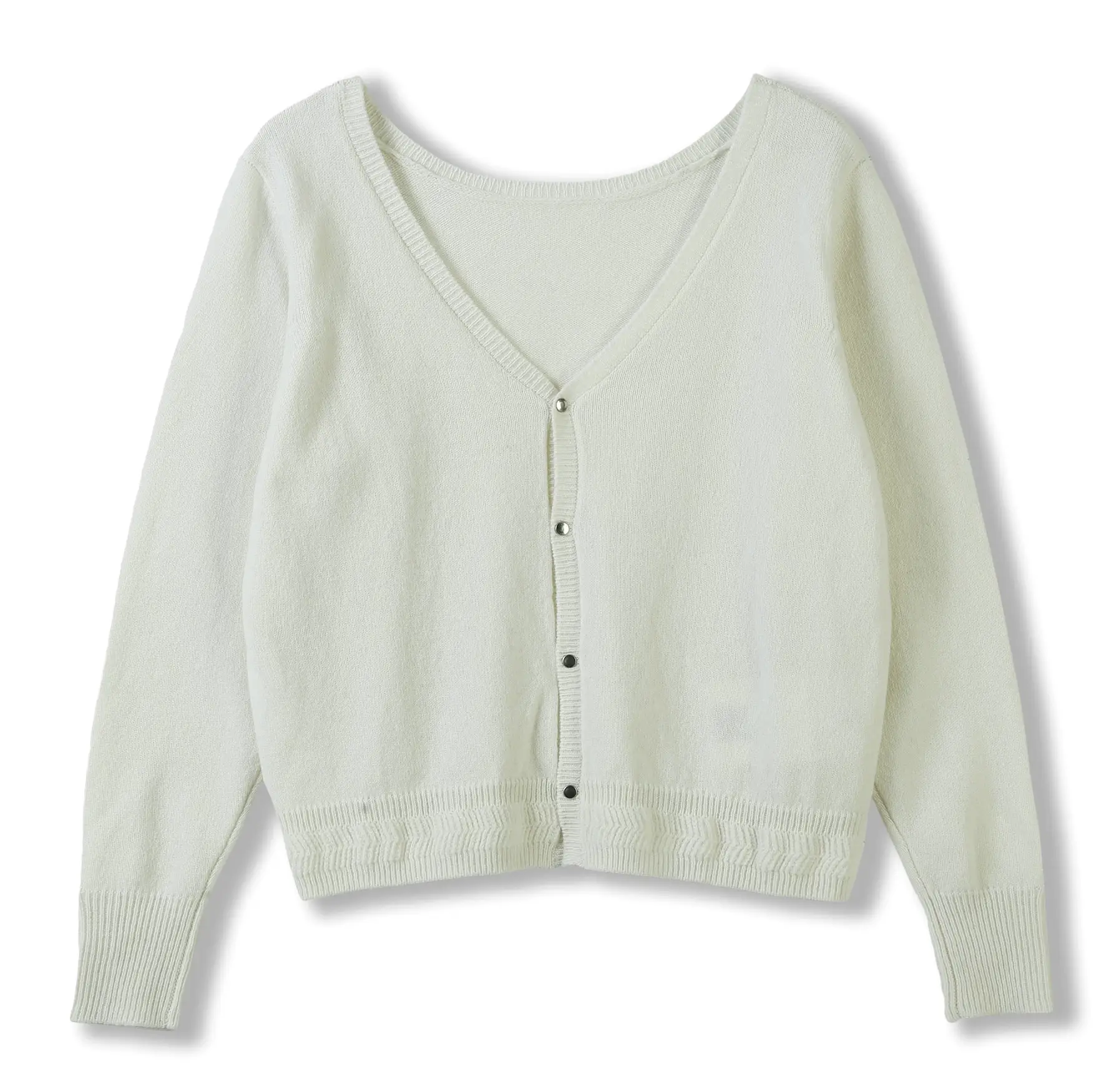 Cardigan a maniche lunghe Cardigan bianco elegante maglione lavorato a maglia con bottoni in metallo con motivo a costine maglione Cardigan caldo