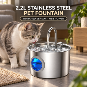 Bebedero para Mascotas TY09 de Acero Inoxidable de 2.2L con Sensor Infrarrojo y Alimentación USB para Perros y Gatos - Product Image 1