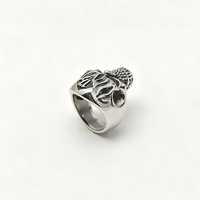 Bague Crâne en Acier Inoxydable 304/316L avec Yeux en Cristal Rouge Massifs, Style Gothique Vintage Punk Biker, Bijou pour Homme, Cadeau d'Halloween
