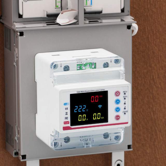 Stabilizer Tuya 100A Din Rail Smart LED Energy Meter Wifi Single Phase MCB 2P Circuit Breaker PC Material AC Current Type