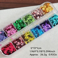 12 Grilles de Paillettes Rondes pour Décoration d'Ongles, Multicolores, Tailles Mixtes, Motifs Floraux Vintage et à Pois, Accessoires de Paillettes pour Ongles