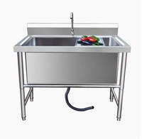 Équipement de cuisine commerciale Évier à bassin unique en acier inoxydable 304 extra large pour la décongélation et le lavage des légumes Plat approfondi