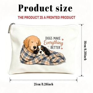 Pochette cosmétique à thème chiot avec fermeture éclair, trousse de toilette compacte de voyage, cadeau pour maman, filles, amoureux des chiens - Cadeau d'anniversaire - Product Image 3