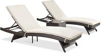 Chaise longue d'extérieur, chaise longue de patio, dossier réglable, coussin amovible, pour piscine, jardin, véranda