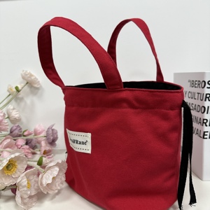 Bolsa Casual de Lona Pesada para Meninas, Bolsa Vermelha para Presentes, Portátil - Product Image 4