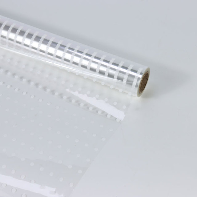 Clear Transparent Cellophane Wrap Roll with White Dot Patterned Flower Wrapping Paper Film