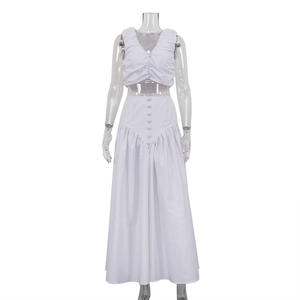 Conjunto de Dos Piezas de Falda y Top Corto Enyami, Cintura Baja, Algodón Blanco, Estilo Chic, Falda Plisada, Ropa de Playa, Conjunto de Falda de Dos Piezas para Verano - Product Image 6