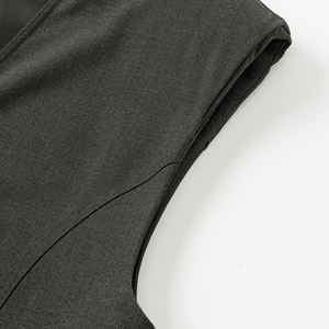 <span class=keywords><strong>Gilet</strong></span> de costume gris pour <span class=keywords><strong>femme</strong></span>, 6 % <span class=keywords><strong>laine</strong></span> mélangée, col en V minimaliste, coupe longue sans manches - Product Image 4