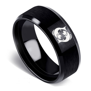 Caliente de moda de acero inoxidable 12 anillos del zodiaco 8MM doble bisel mate joyería para hombres y mujeres - Product Image 4