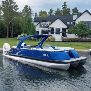 Kinocean Luxury 22ft Yacht Ponton en fibre de verre Bateau <span class=keywords><strong>Moteur</strong></span> <span class=keywords><strong>hors</strong></span>-<span class=keywords><strong>bord</strong></span> Fabrication soudée et options de revendeur OEM <span class=keywords><strong>pour</strong></span> le sport de loisir - Product Image 1