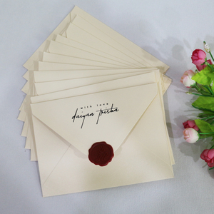Tùy chỉnh lời mời đám cưới chữ viết tay tình yêu Lưu ý Cảm ơn bạn thẻ với Burgundy lót phong bì và Sáp con dấu - Product Image 4