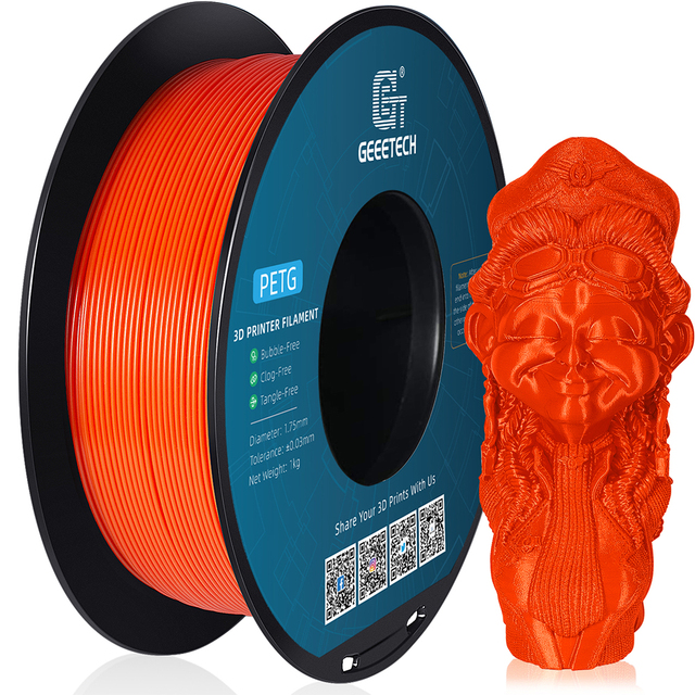 Geeetech High-Toughness PETG 3D Printer Filament for FDM Printers 1.75mm 1KG Spool Orange 3D Printing Filament PETG