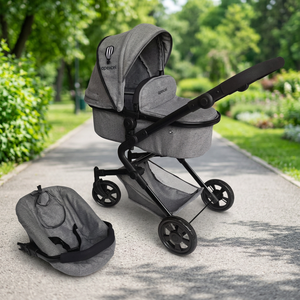 Apexcel Luxe 3-en-1 : Poussette, Landau, Buggy, Chaise Haute, Porte-Bébé Tandem, Chariot, Poussette Jumelle, Lit de Voyage en Plastique et Mousse - Product Image 2