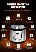 Cuisinière à pression électrique intelligente avec écran LED, revêtement antiadhésif en acier inoxydable, capacité de 5,1 à 6,0 L, 11 fonctions en 1