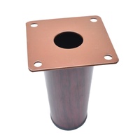 Vente en gros de table à manger ronde en métal en bois de noyer de 100mm Pieds à base en métal