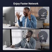 Nouvel adaptateur WiFi UGREEN pour ordinateur de bureau AX900 Adaptateur WiFi 6 USB avec double bande 5 GHz/2,4 GHz, antenne à gain élevé 6 dBi
