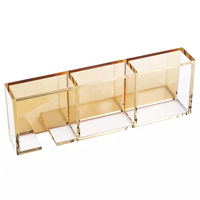Accessoires de bureau cadeau 3 en 1 support de mémo à Base d'or en acrylique transparent