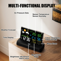 5112 Transparente Glas-Wetterstation mit Wecker, Thermometer, Hygrometer, Digitalem LCD-Temperatur- und Feuchtigkeitsmonitor, ODM